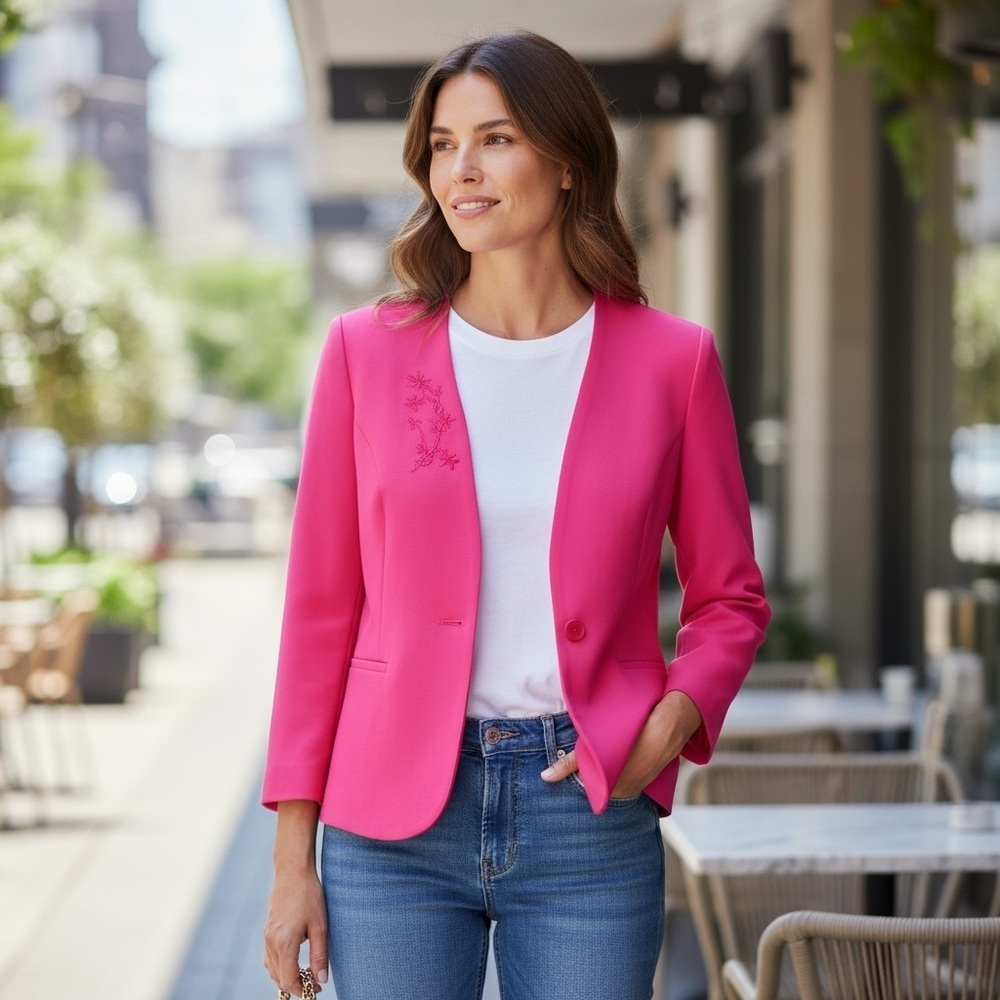 Oscar De La Renta Embroidered Blazer 10 - Picture 10 of 11